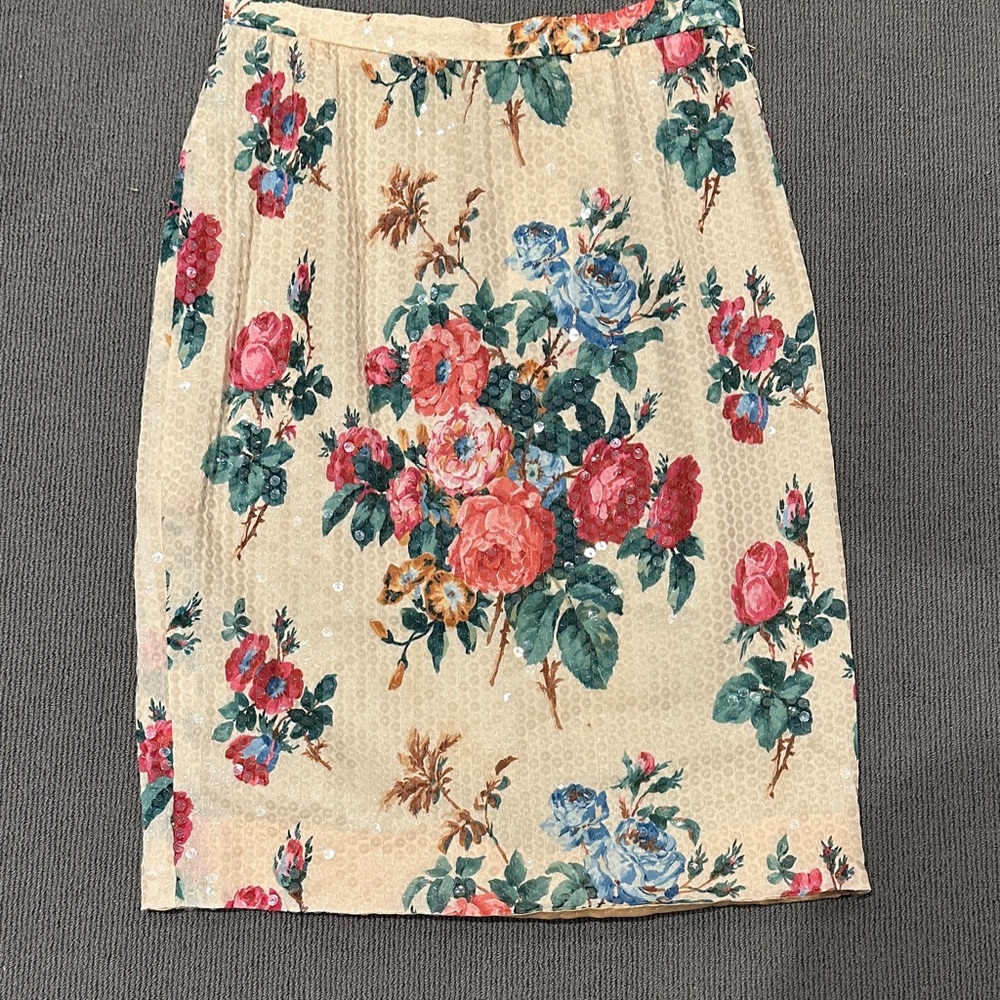 Vintage 80s Ungaro floral sequin pencil skirt